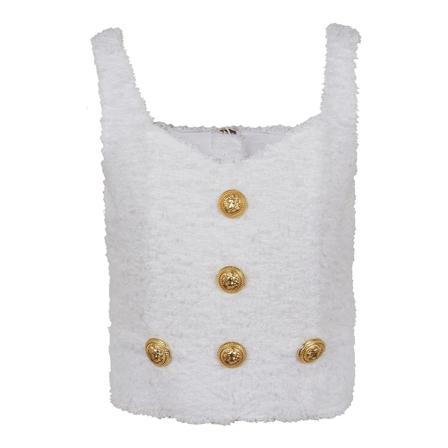 Balmain, Crop Top Wit, Dames, Maat:S