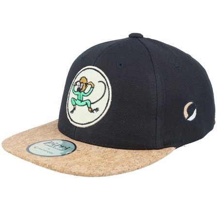 Pippi Långstrump - Svart snapback Keps - Kids Herr Nilsson Filt Patch Black/Cork Snapback @ Hatstore