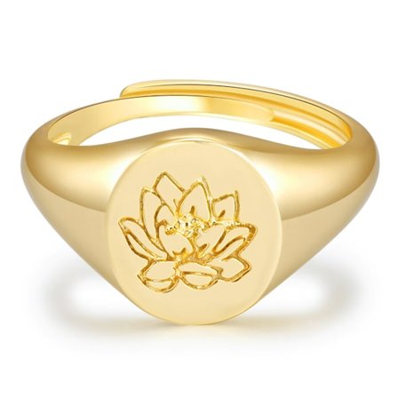 Handgjord blomst signet ring - 18K guldring - minimalistisk