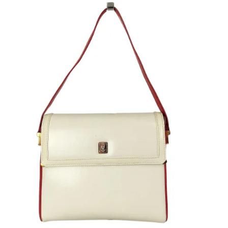 Gucci Vintage, Pre-owned Leather Handbag Wit, Dames, Maat:ONE Size,leer,stipje