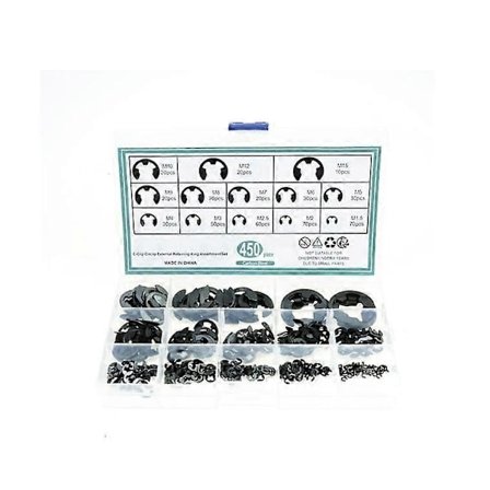 450 st E-clips, Låsringar, Externa låsringar E-clips - Sortimentssatser