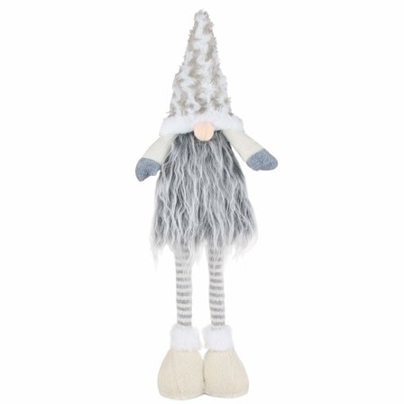 Julepynt Julenisse 57 cm Høy, Nissedukke Ornament Svenske Figurer, Skandinaviske Nissegaver til Julehjeminnredning (Grå)