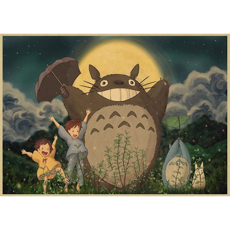 Vintage Retro Papir Anime Poster Tonari No Totoro Miyazaki Vægskulptur Vintage Hjemmeindretning Børneværelses Dekoration