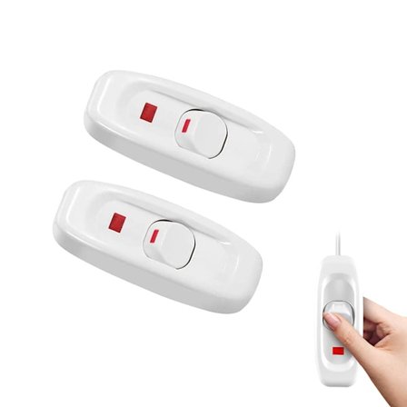 2 kpl Inline-kytkin, matalaprofiilinen torpedokytkin, AC 250V 10A yöpöydän lampulle pöytävalaisimen sähköjohdolle (valkoinen)