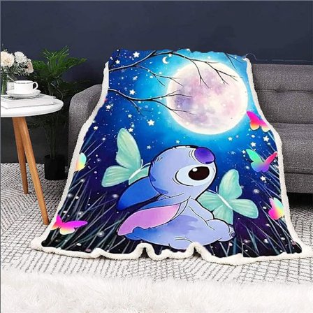 3D-digitaltryckt filt, Stitch Lammfleece tjock filt, Barnfilt med luftkonditionering