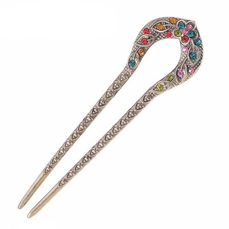 Vintage Hårpinne, Krystall Rhinestone Dobbel Tynn Hårpinne Hårklipp Chignon Hårpinne (4 stk)