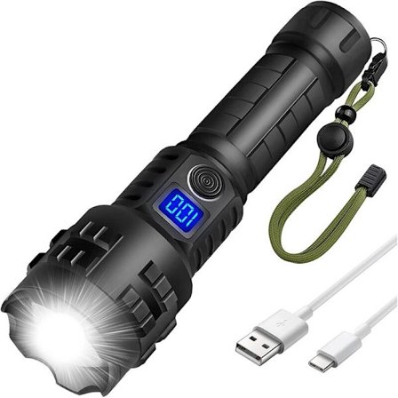 Superlys lyssterk oppladbar lommelykt, kraftig bærbar lommelykt vanntett lommelykt for camping, nødsituasjoner