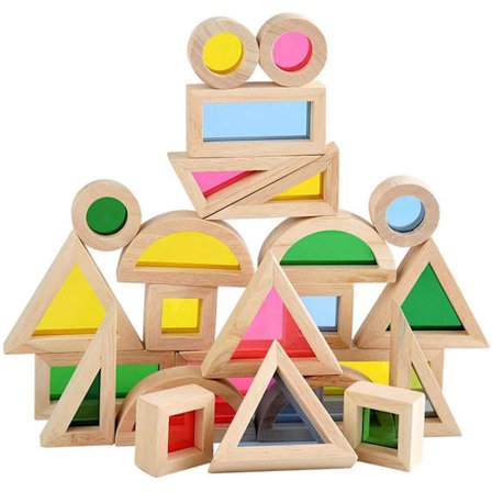 Træ Regnbue Blokke Legetøj til Børn Træ Regnbue Stabletårn Pædagogisk Legetøj Regnbue Blokke Træ Konstruktion Legetøj