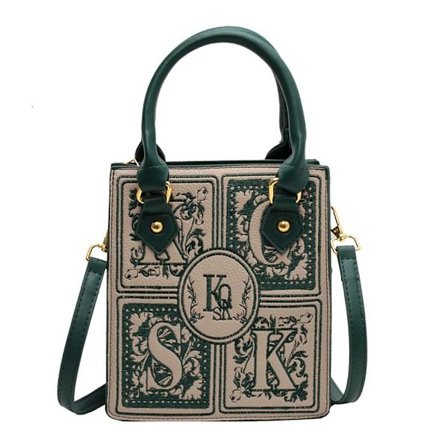 Vintage printet taske Crossbody taske GRØN