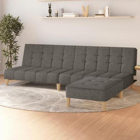 Vidaxl Bäddsoffa 2-sits Med Fotpall Mörkgrå Tyg Grå