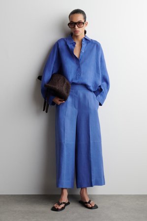 COS Femme Jupe-Culotte En Lin in Bleu