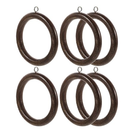 Gardinringar i trä Enkel installation Cirkelform Heminredning 6 st