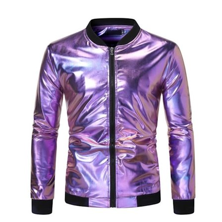 Metallisk Jacka Herr 70-tals Disco Party Varsity Jacka
