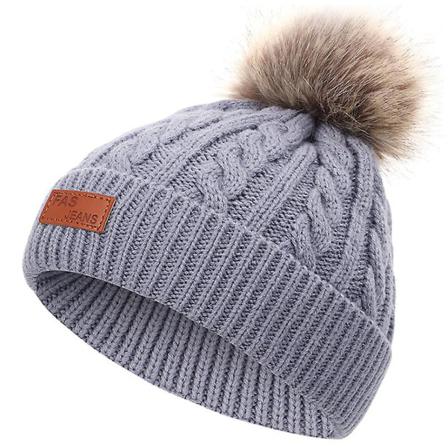 Stickad Mössa För Baby För Barn Avtagbar Pom Pom Bubble Hat