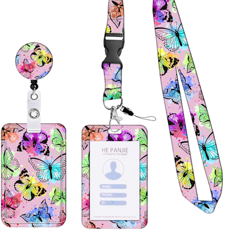 ID-kortholder med snor og sammenleggbar kortholderklips,