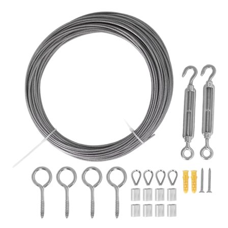 Rustfritt stål wire tau sett rust bevis forhindre korrosjon PVC belagt kabel rekkverk kit for gardin telt plante