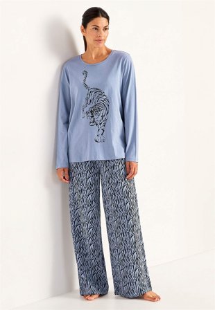 Cellbes of Sweden - Tvådelad pyjamas - blå / mönstrad - för damer - 46/48