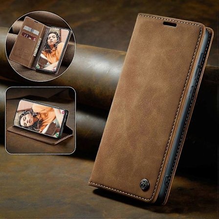 CASEME 013 Series Samsung Galaxy S21 FE Wallet Stand Cover Automatisk Suge PU Læder Etui