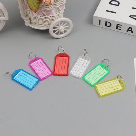 6-pack nyckelbrickor med etiketter, nyckelringar med brickor, namnbrickor, plastetiketter, nyckelbrickor med etiketter - 6 färger - idealiska för 