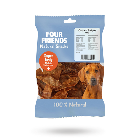 FourFriends Natural Snacks Ostrich Stripes 150g - Matskål, hundgodis & tuggisar
