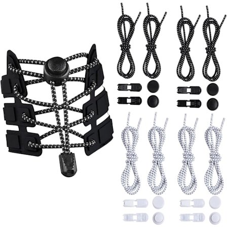 4 Par Elastiske Skolisser uten Knute, Treningssko-Lisser, Erstatningslisser - Runde/Reflekterende/Silikonmateriale, 120cm Elastiske uten Knute