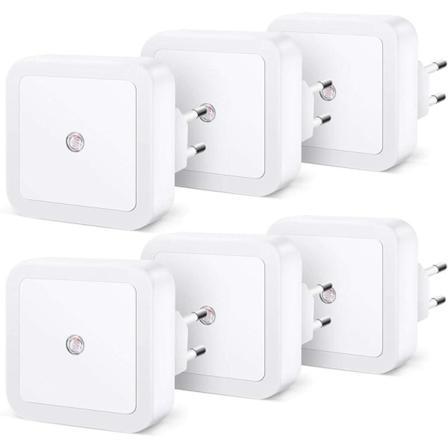 LED-ljusstyrd nattlampa med fyrkantig ring för hem (uppgraderad version (fyrkantig vit europeisk standard) 6-pack),Lampor för