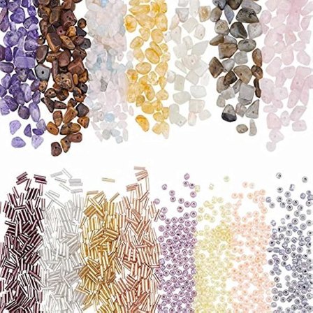 1200 stk. Ædelstensfrøperler 15 Stilarter Borede Naturstensflisperler 3 mm Frøperler Glas Bugle Perler Rør Løse Spacer Perler til Øreringe Halskæde B