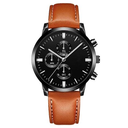Herreklokke Svart Lærreim Kvarts Analog Automatisk Casual Armbåndsur