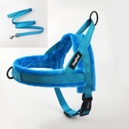 Vadderad hundsele Mjuk flanell utan dragväst Reflexband för små medelstora hundar Utomhusträning Promenader Blue Xs