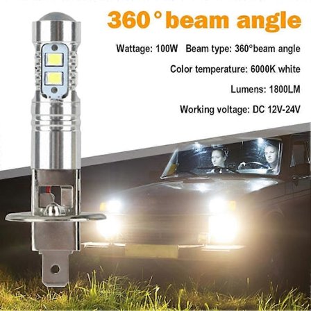 2x Superkirkas H1 LED-ajovalokitti, korkea ja matala säde, sumuvalo, ajovalot, 6000K valkoinen