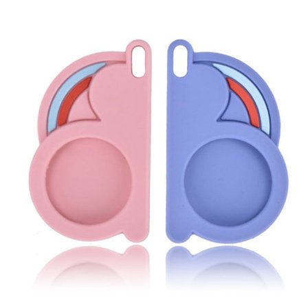 AirTags-cover i nuttet form med nøglering - Blå / Lyserød