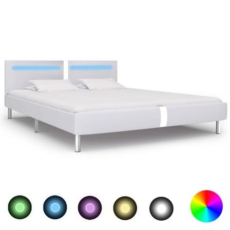 vidaXL Sängram med LED vit konstläder 180x200 cm Vit