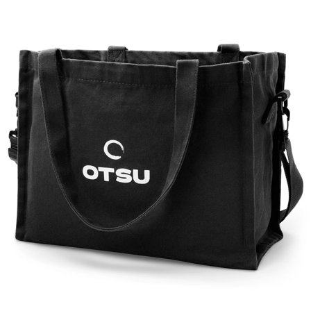 Otsu - Közepes fekete pamut tote táska férfiaknak - Tote táskák