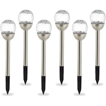 Solcellsdrivna Utomhuslampor, Set om 6, LED-Klotbelysning för Trädgård, Vit L