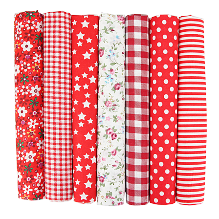 (Tone-Rød) 6 stk. 50 x 50 cm Patchwork Bomuldsstof DIY Håndlavet