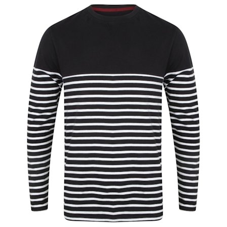 Front Row Herr Långärmad Breton Randig T-shirt S Marinblå/Vit