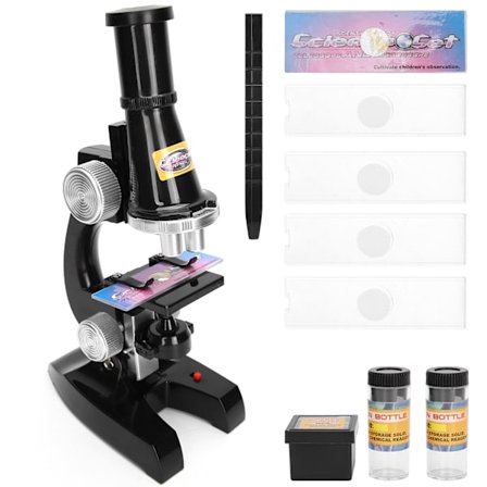 450X Barn Mikroskopsett LED Nybegynner Pedagogisk Skole Vitenskap Leketøy