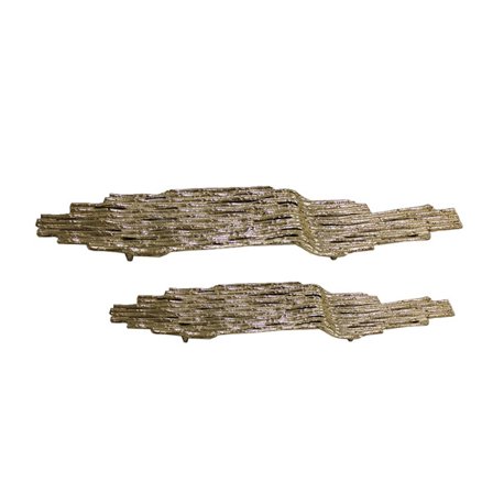 Dekorativ bakke i aluminium, guld, antik, 74x19x5 cm