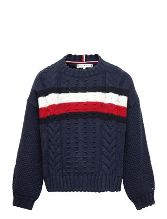 Global Stripe Cable Crew Blue Tommy Hilfiger