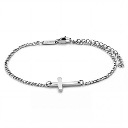 New Classics | Pulseira de Elos Groumet em Prata de Lei com Cruz de 2 mm para homens - Pulseiras com cruz