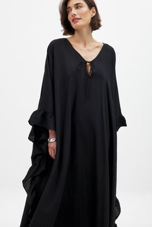 NA-KD Ruffle Volume Kaftan - Kaftaner - Sort - One Size