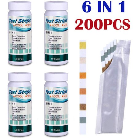 200 Stycken - 6 i 1 Pool Testremsor - PH och Klor - Pool Testremsor - Poolunderhåll - Vattenkvalitet - Pool PH-testare ...