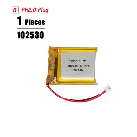 3,7V Lipo-akku Ph2.0-pistoke Ladattava litiumakku 3,7V PS4-kostuttimille GPS-navigointi Bluetooth-kaiutin MP3 MP4