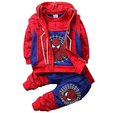 Lasten Pojat Spiderman-harjoitusasusetti Urheilupaita + Liivi + Housut Asuste Puku Rentun Spiderman-asu