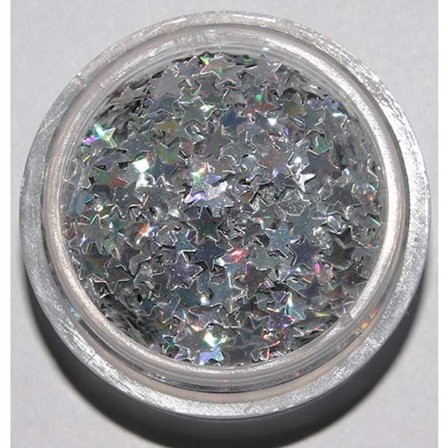 Negleglitter - Stjerner - Sølv - 8ml - Glitter
