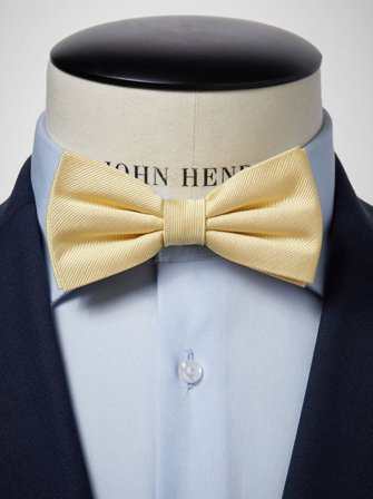 John Henric Men's Yellow Bow Tie Plain Size Pre-tied