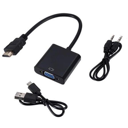 Adapterkabel HDMI-kompatibel till VGA-adapter hane till hona-omvandlare med video-ljudkabel för TV