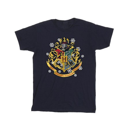 Harry Potter Pojkar Jul Crest T-shirt 7-8 år Marinblå