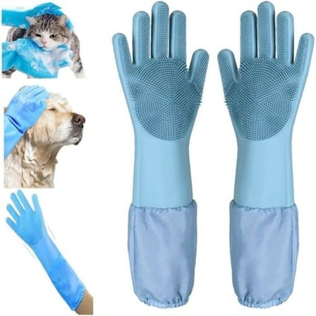 Kæledyrsplejehandsker, bløde hundebørster, handsker til blid badning, effektive vaskehandsker, bl