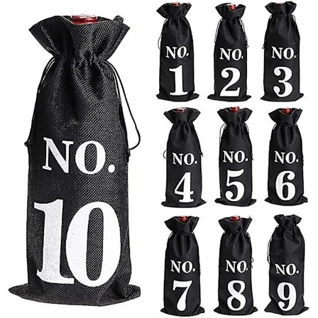 1 til 10 Jute Vinposer Blindsmagning Snøre Snøre Lomme Vinflaske Ærmer-hy